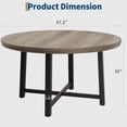 thumbnail image 2 of 47 in Round Dining Table, Industrial Dinner Table for 4 to 6, Wooden Kitchen Table with Sturdy Metal Frame & Rustic Grey Finish, Circle Kitchen Table for Dining Room, Kitchen （No Chairs）, 2 of 8