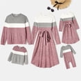thumbnail image 3 of PatPat Family Matching Long-sleeve Colorblock Rib Knit Belted Dresses and Pullover Sets, 3 of 6