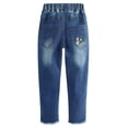 thumbnail image 2 of Kidscool Space Girls Floral Embroidered Ripped Washed Elastic Waist Jeans,Flower and Bowknot,11-12 Years, 2 of 6