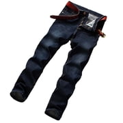 FYEGRE Pantalons denim pour hommes Jeans droit pour jambes pour les affaires Casual porter des pantalons denim confortable et stretch avec noir moderne 36