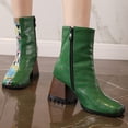 thumbnail image 5 of Cameland Large Women's Punk High Heel Rectangle Toe Thick Heel Zipper Contrast Mart Short Boots, 5 of 5
