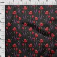 thumbnail image 3 of oneOone Coton Popeline Sergé Rouge Tissu Floral Rétro Matériel de Couture Tissu Imprimé par la Cour 56 Pouces de Large, 3 of 5