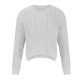 thumbnail image 4 of Timegard Hauts en Tricot pour Femmes Col Ras du Cou Fendu Manches Longues Court Chandail Automne Hiver Chandails Amples, 4 of 6