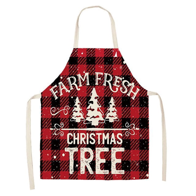 Oleegame 1PC Pretty Apron Christmas Kitchen Cooking Aprons Plaid Aprons Adjustable Buffalo Plaid Baking Apron