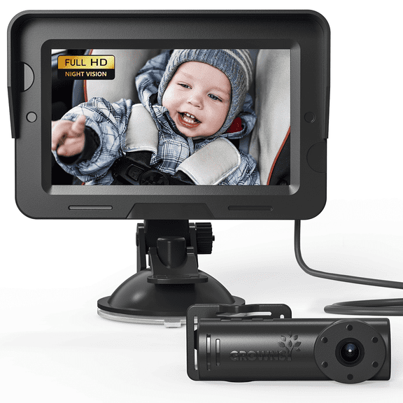 Grownsy Caméra de Voiture pour Bébé, Écran HD 4,3 Pouces Miroir de Voiture pour Bébé avec Fonction de Vision Nocturne, Grand Vision Claire