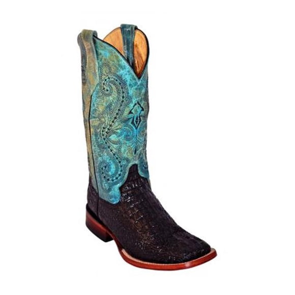 Ferrini 9039350110B Print Caiman 11B S-Toe Boots for Women, Turquoise