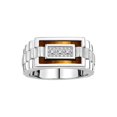 thumbnail image 1 of RYLOS Men's Rings 14K White Gold Designer Ring With Diamonds and Tiger Eye Rings For Men Size 9, 1 of 6