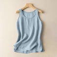 thumbnail image 2 of Yuyuzo Débardeurs pour Femmes en Coton et Lin Col Ras du Cou Camisoles Chemises Sans Manches Blouses Été Débardeur Basique, 2 of 4