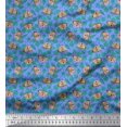 thumbnail image 1 of Soimoi Satin Silk Fabric Leaves & Owl Cartoon Decor Fabric Printed Yard 42 Inch Wide, 1 of 3