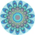 thumbnail image 1 of Ahgly Company Machine Washable Indoor Round Transitional Blue Ivy Blue Area Rugs, 4' Round, 1 of 7
