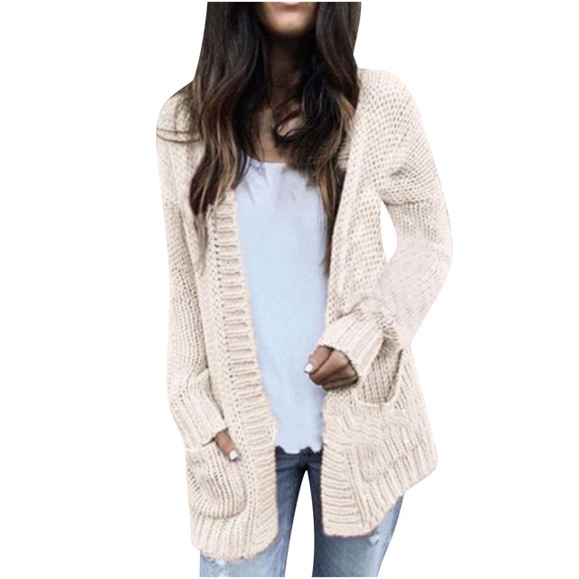 Timegard Cardigan for Women Long Sleeve Knitted Jackets Coat Open Front Outwear Fall Winter Solid Color