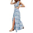 thumbnail image 3 of FOCUSNORM Femmes Sexy Dos Nu Fendue Robe Tie-dye Motif Profond V-Cou Sans Manches, 3 of 8