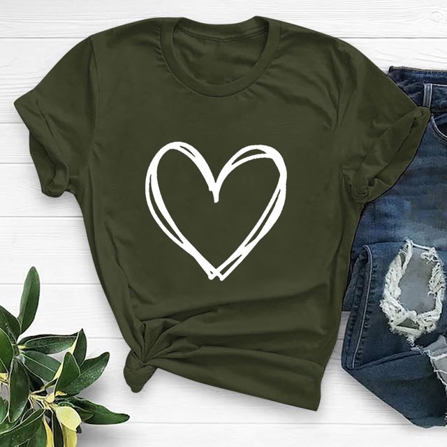 EGNMCR T-Shirts pour Femmes T-shirt à Col Rond Imprimé à Manches Courtes pour Femmes, Mode Décontractée, Coupe Ample, Hauts