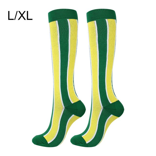 Bas de Compression 20-30 mmHg Longueur Genou Sport Bas de Compression Sport Bas Genou pour Cyclisme Longueur Genou Unisexe Course Cyclisme, Vert Jaune, G/TG