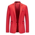 thumbnail image 1 of TIMIFIS Red Mens Suit Jacket Casual Solid Dress Jacket Daily One Button Business Blazer Formal Wedding Prom Blazer, 1 of 3