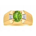 thumbnail image 1 of RYLOS Men's Rings 14K Yellow Gold Rings Classic Designer  9X7MM Oval Gemstone &  Diamond Ring Peridot August Birthstone Ring Size 8, 1 of 7
