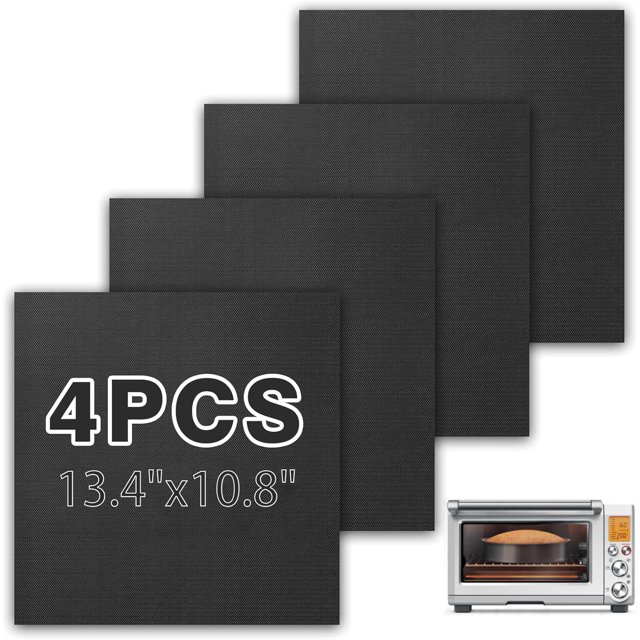 Doublures de Four Antiadhésives pour le Fond du Four, Tapis de Doublure de Four 4 Pcs Réutilisable Compatible avec Breville Smart Oven Pro BOV845BSS, Tapis de Cuisson Résistant à la Chaleur 13.4 x 10.8 Pouces pour Accessoires de Friteuse à Air Chaud