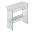 thumbnail image 1 of SoHo Table d'Appoint Électrique à Dessus Rabattable, Fini Bois Effet Marbre Blanc, avec Verre Transparent, 1 of 2