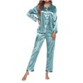 thumbnail image 1 of Qertyioot Femmes Décontracté en Vrac Solide Col Rond Pantalon à Manches Longues Home Set Summer Épargne, 1 of 6