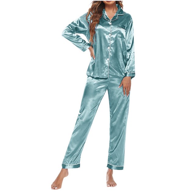 Qertyioot Femmes Décontracté en Vrac Solide Col Rond Pantalon à Manches Longues Home Set Summer Épargne