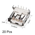 thumbnail image 2 of Unique Bargains PCB USB Connector Type-A 2.0 Female Jack 90 Degree Horizontal Insert 20pcs, 2 of 4