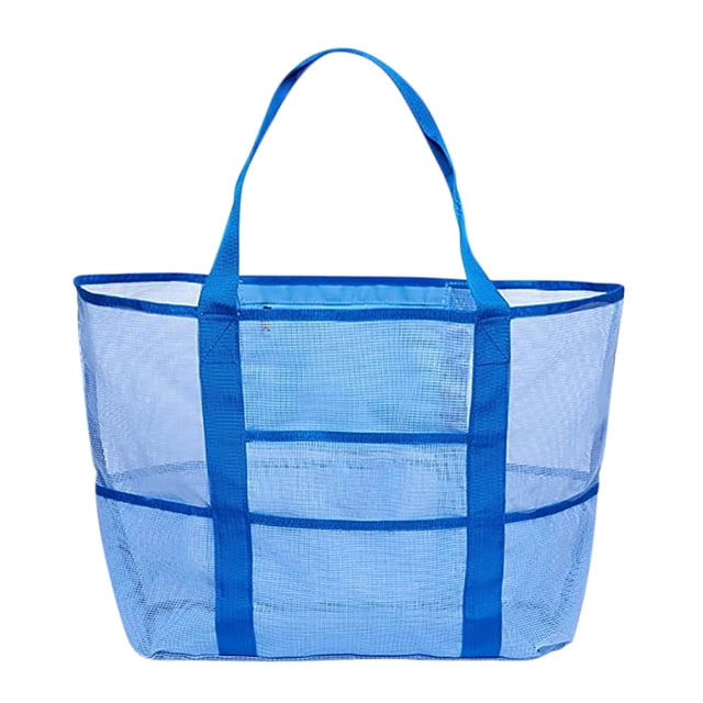 Large Mesh Beach Bag with 8 Pockets, 35L Waterproof Swimsuit Storage Tote for Swimming, Sports, Travel - Fast Drying & Sand Resistant Design