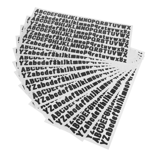 WASHWEPE 10 Sheets Poster Board Letters Self Adhesive Black for Designers Removable Vinyl