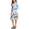 thumbnail image 4 of INSPIRE CHIC Robe et Veste pour Femme Ensembles 2 Pcs Robe Sans Manches en Mousseline à Fleurs et Veste à Panneaux Contrastants TG Bleu Ciel Blanc, 4 of 6
