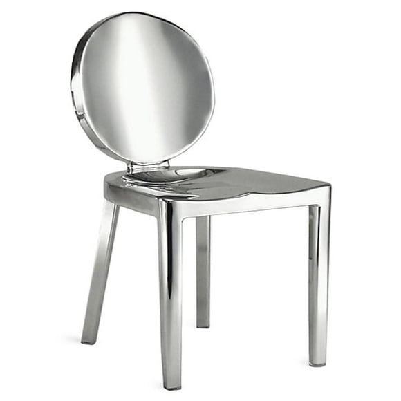 Plata Décor Imports Chaise de salle à manger sans accoudoirs en chrome poli