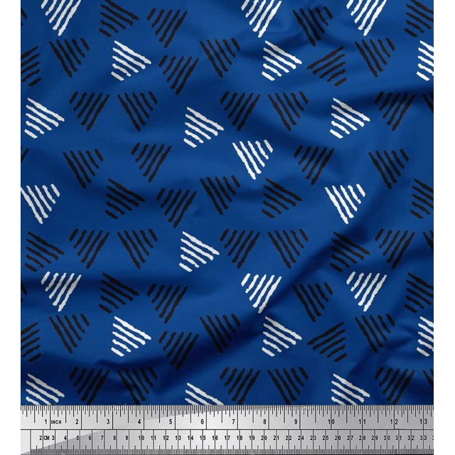 Soimoi Georgette Viscose Fabric Triangle Block Print Sewing Fabric Yard 42 Inch Wide