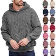 AnuYalue Big and Tall Hoodie for Men Fleece Knit Pullover with Hood Fall Winter Warm Hoodies Fashion Long Sleeve Sweatshirt