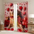 thumbnail image 2 of Jolis Rideaux pour Chien pour Salon, Rideaux de Fenêtre à Fleurs de Roses Rouges Occultants pour Chambre 30 %-50 %, Traitement de Fenêtre Mignon Ours Ballon à Oeillets 2 Panneaux Déco, 38l X 45h, 2 of 6