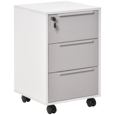 HOMCOM Vertical Filing Cabinet with Lock, 3 Drawer File Cabinet, Grey
