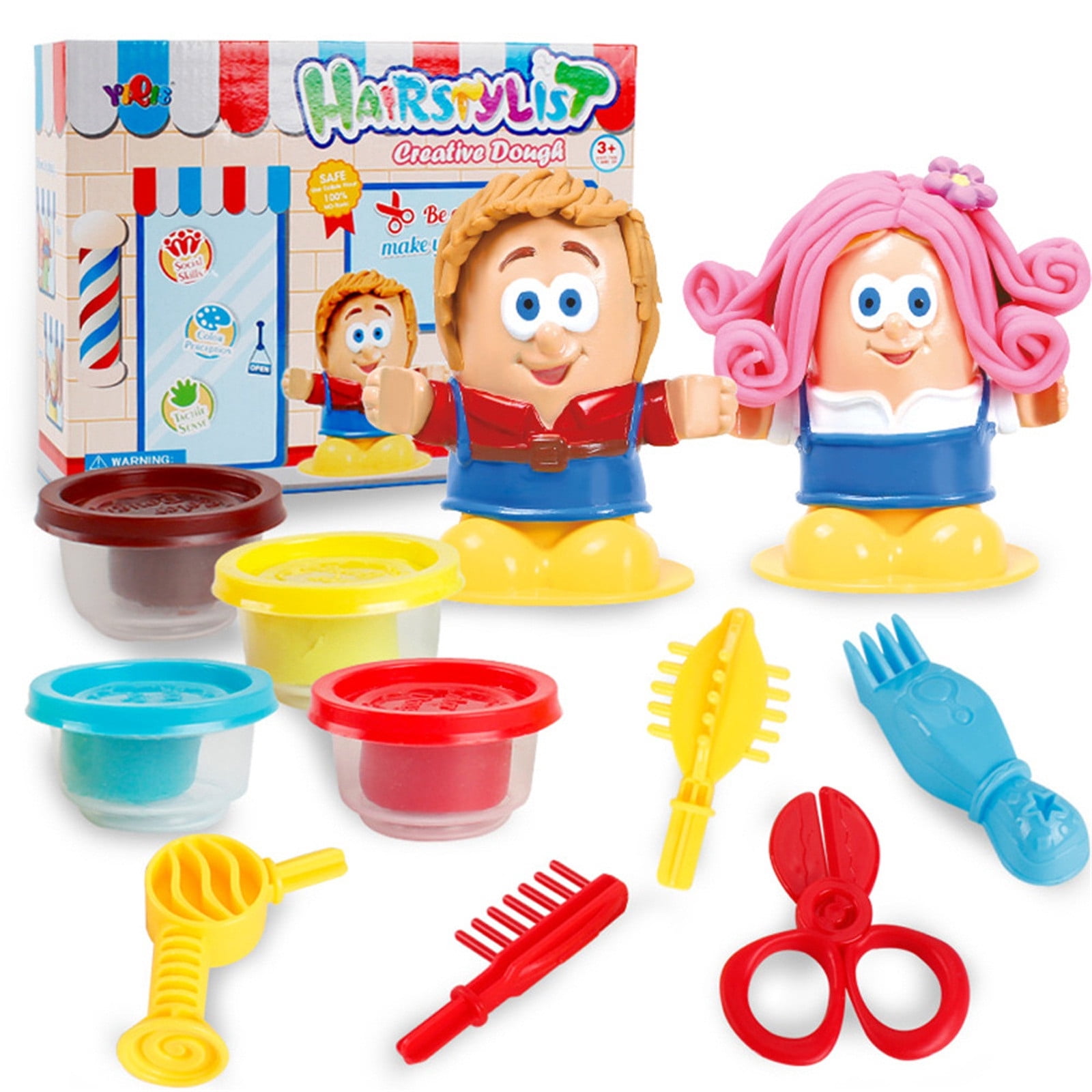 Big Save,HWRETIE Puzzle Barber Color Mud Cut Hair Diy Plasticine Green Color Mud Toy