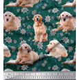 thumbnail image 1 of Soimoi Rayon Fabric Floral,Book & Golden Retriever Dog Print Fabric by The Yard 42 Inch Wide, 1 of 3