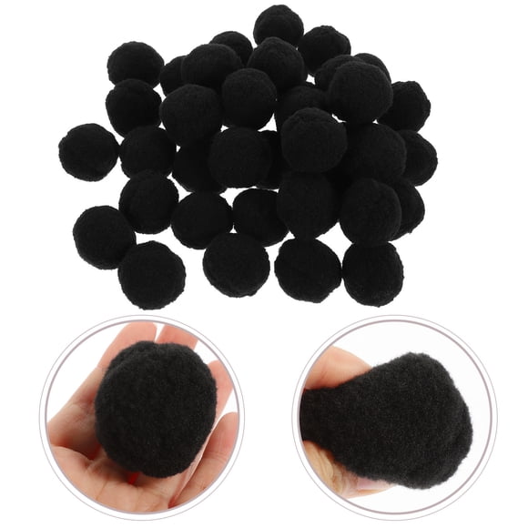 Minkissy 50Set Black Polyester Pom Poms for Clothing Decoration and DIY Accessories