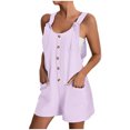 thumbnail image 1 of Kcodviy Short Rompers for Women Loose Rompers for Women Summer Casual Button Rompers Linen Romper Overalls Jumpsuit Shorts Button Plus Size Jumpsuit for Women Rompers, 1 of 5