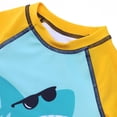 thumbnail image 4 of Boys Swim Trunks Summer 2 Piece Swimsuit Set Long Sleeve Shrk Print Rash Guard & For Pool Hot Spring Blue Board Shorts Youth 4-5T, 4 of 6