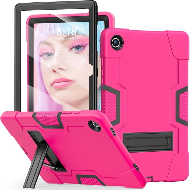 KOMI Galaxy Tab A9+ Case,for Samsung Galaxy Tab A9 Plus Case with Built-in Screen Protector Kickstand,Hybrid Shockproof Samsung Tablet A9+ Case 11 Inch 2024 Model (SM-X210/X216/X218) Pink+Black
