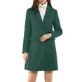 thumbnail image 2 of INSPIRE CHIC Women's Coat Solid Color Notched Lapel Single Breasted Winter Peacoat Green M, 2 of 7