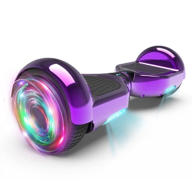 Hoverboard Bluetooth pour Enfants, Trottinette Auto-Équilibrée Couleur Araignée et Couleur Chrome avec Haut-Parleur Sans Fil Intégré et Roues Lumineuses