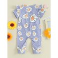 thumbnail image 4 of FAROOT Combinaison pour Bébé Fille, Manches Courtes, Col Ras du Cou, Imprimé Floral, Fermeture Éclair, Barboteuse Décontractée, 4 of 9