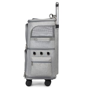 Pet Carrier Backpackwith Trolley Wheels,Double Compartment Pet Carrier Double Pet Carrier Backpack Cat Backpack Carrierfor Cats Stylish and Modern