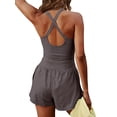 thumbnail image 3 of Diconna Women Solid Color Cami Playsuits Sleeveless Sports Short Jumpsuits Summer Cross Backless Romper Tracksuits, 3 of 4