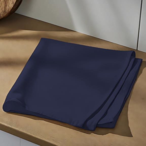 100% Cotton Percale Single Flat Bedsheet Cool & Crisp Full Navy by Color Sense