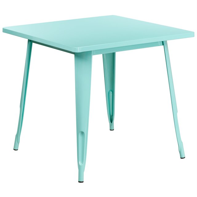 Bowery Hill 31.5" Square Metal Dining Table in Mint Green