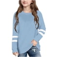 thumbnail image 1 of RXIRUCGD 2025 Vêtements d'Été pour Enfants T-shirt à Rayures Mode Mignon Col Rond Manches Longues, 1 of 6