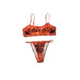 thumbnail image 1 of Ensemble Bikini 2 Pcs Imprimé Amusant pour Femmes Col en V Profond avec Coussinets Amovibles et Bas Triangle, 1 of 5