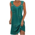 thumbnail image 1 of Penkiiy Robes de Printemps pour Femmes 2024 Décontractées Imprimées Amples Couleur Unie Col Rond Tempérament Élégantes Robes Dos Nu L Vert, 1 of 5