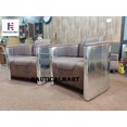 thumbnail image 3 of Furniture- Sofa, Retro Brown TG Leather & Aluminum (2 Chair), 3 of 4